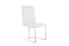 Modrest Frankie - Modern White & Brushed Stainless Steel Dining Chair