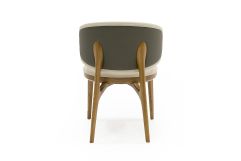 Modrest Chance - Contemporary Cream Fabric and Brown Leatherette Walnut Dining Chair