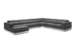 Divani Casa Hawkey - Contemporary Black Leather LAF Chaise Sectional Sofa