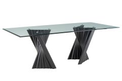 Modrest Corbin Mid-Century Black Ash & Glass Dining Table