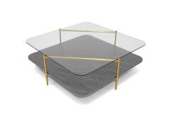 Modrest Cari - Glam Gold + Glass Coffee Table