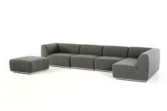 Divani Casa Hawthorn - Modern Grey Fabric Modular Right Facing Sectional Sofa + Ottoman