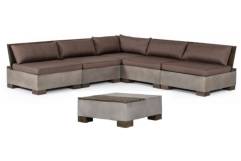 Modrest Delaware - Modern Concrete Modular Small Sectional Sofa Set with Square Coffee Table