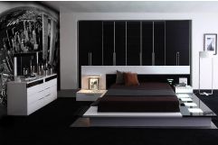Impera Modern Black and White Lacquer Walk-on Platform Bed 