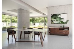 Nova Domus Jozy - Modern Marble & Walnut Dining Table