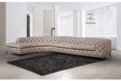 DIvani Casa Kohl - Contemporary Tan LAF Curved Shape Sectional Sofa w/ Chaise