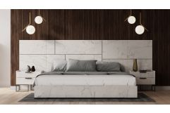 Nova Domus Marbella - Italian Modern White Marble Bed with 2 Nightstands