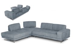 Lamod Italia Mood - Contemporary Blue Leather Left Facing Sectional Sofa