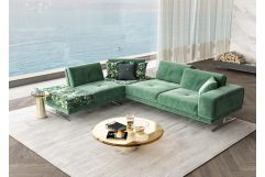 Lamod Italia Mood - Italian Green Velvet Left Facing Sectional Sofa