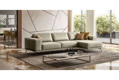 Lamod Italia Soho - Italian Right Facing Grey Maya Cloud Leather Sectional Sofa