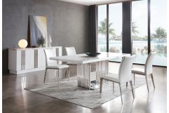 Modrest Kingsley Modern Marble & Stainless Steel Dining Table