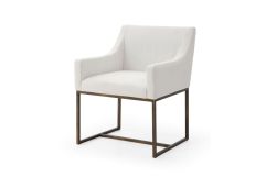 Modrest Elijah - Modern Off White & Copper Antique Brass Dining Chair